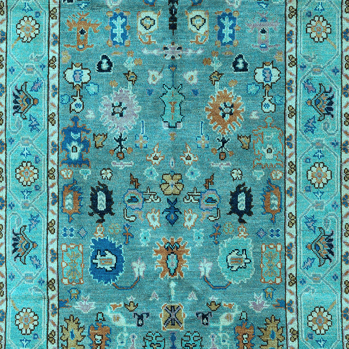 Machine Washable Oriental Light Blue Traditional Rug, wshabs4308lblu