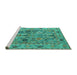 Sideview of Machine Washable Oriental Turquoise Traditional Area Rugs, wshabs4308turq