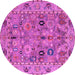 Round Machine Washable Oriental Pink Traditional Rug, wshabs4308pnk