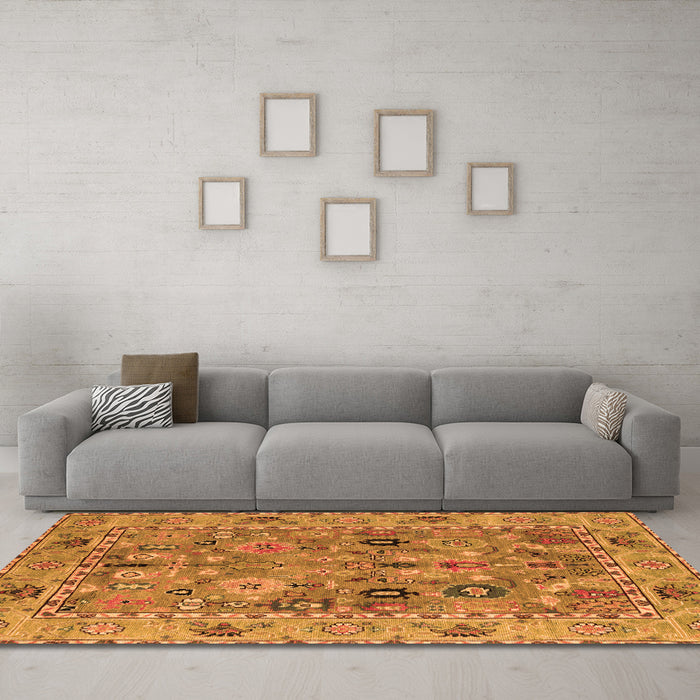 Machine Washable Oriental Orange Traditional Area Rugs in a Living Room, wshabs4308org