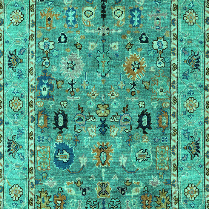 Machine Washable Oriental Turquoise Traditional Area Rugs, wshabs4308turq