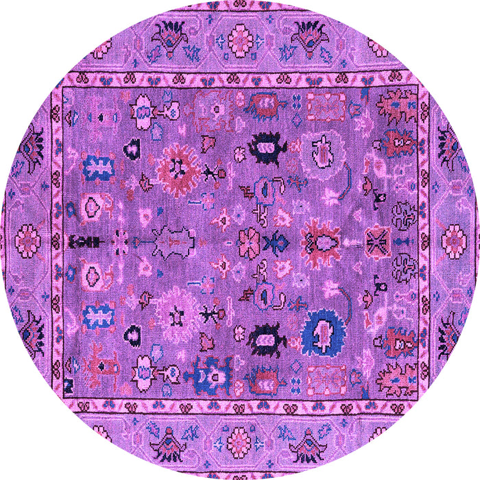 Round Machine Washable Oriental Purple Traditional Area Rugs, wshabs4308pur