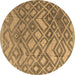 Round Abstract Brown Modern Rug, abs4309brn