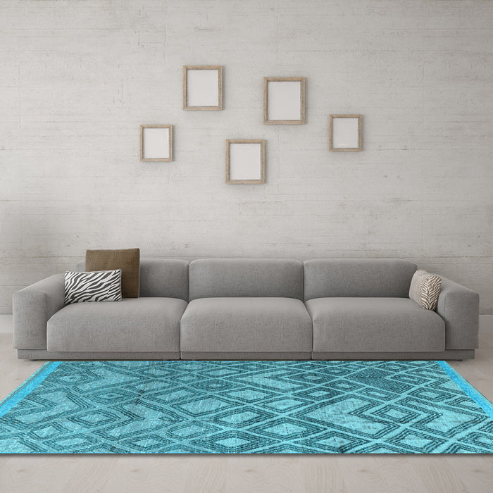 Machine Washable Abstract Light Blue Modern Rug in a Living Room, wshabs4309lblu