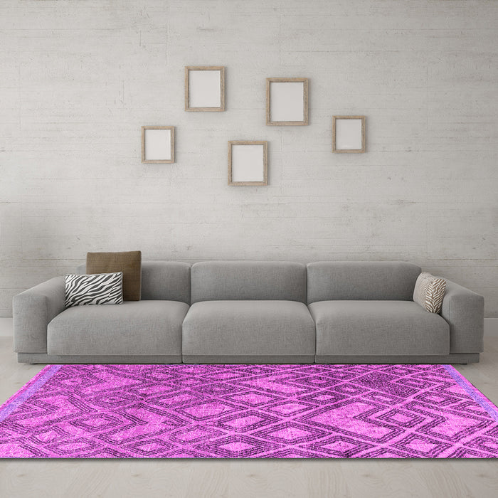 Machine Washable Abstract Pink Modern Rug in a Living Room, wshabs4309pnk
