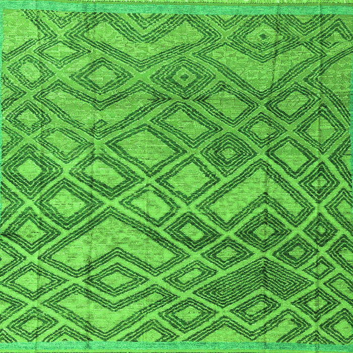 Square Machine Washable Abstract Green Modern Area Rugs, wshabs4309grn