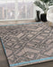 Abstract Carbon Gray Modern Rug in Family Room, abs4309