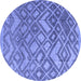 Round Abstract Blue Modern Rug, abs4309blu