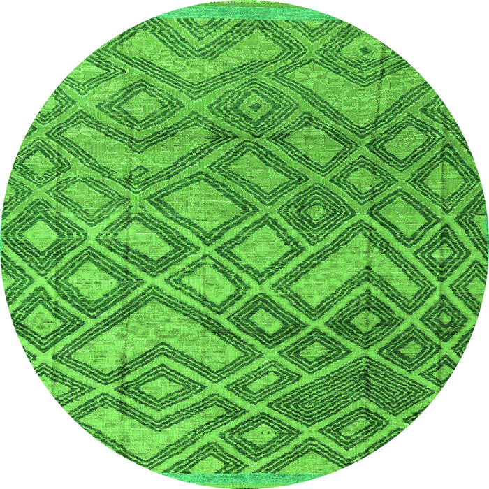 Round Machine Washable Abstract Green Modern Area Rugs, wshabs4309grn