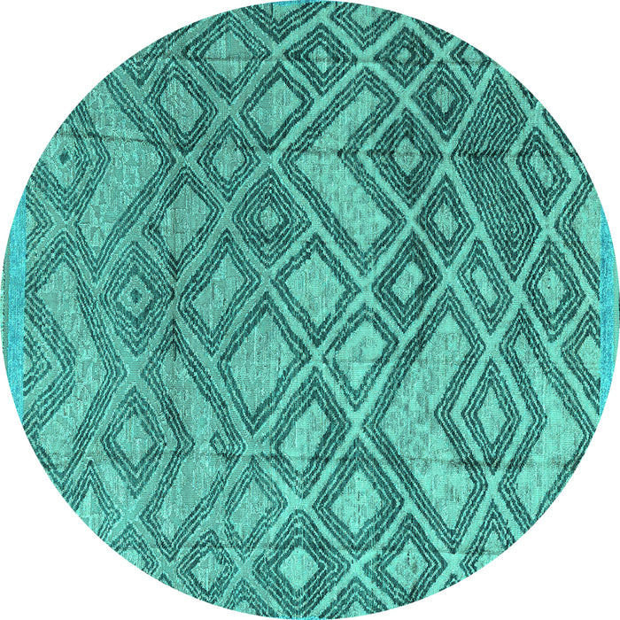 Round Machine Washable Abstract Turquoise Modern Area Rugs, wshabs4309turq