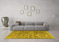 Machine Washable Abstract Yellow Modern Rug, wshabs4309yw