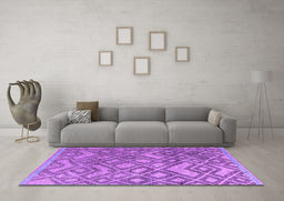 Machine Washable Abstract Purple Modern Area Rugs in a Living Room, wshabs4309pur