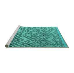 Sideview of Machine Washable Abstract Turquoise Modern Area Rugs, wshabs4309turq