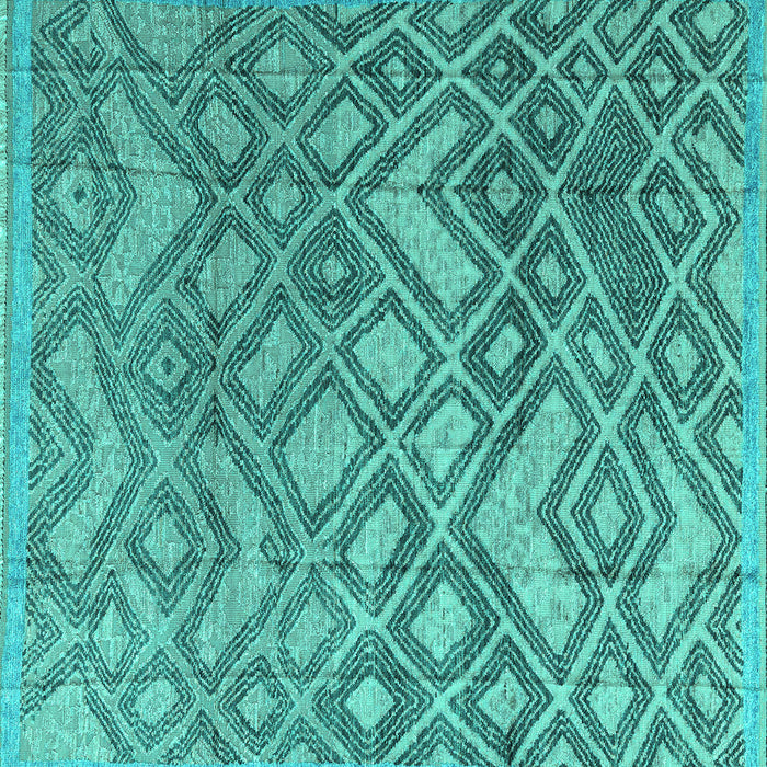 Square Machine Washable Abstract Turquoise Modern Area Rugs, wshabs4309turq