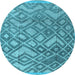 Round Abstract Light Blue Modern Rug, abs4309lblu