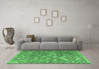 Machine Washable Abstract Emerald Green Modern Rug, wshabs4309emgrn