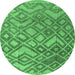 Round Abstract Emerald Green Modern Rug, abs4309emgrn