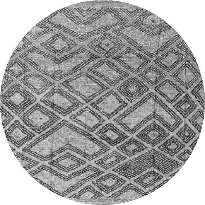 Round Machine Washable Abstract Gray Modern Rug, wshabs4309gry