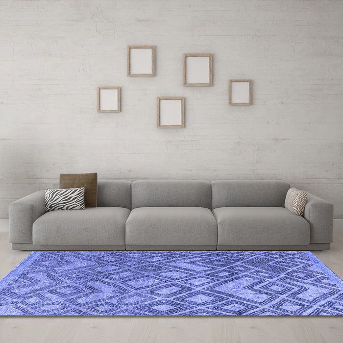 Machine Washable Abstract Blue Modern Rug in a Living Room, wshabs4309blu