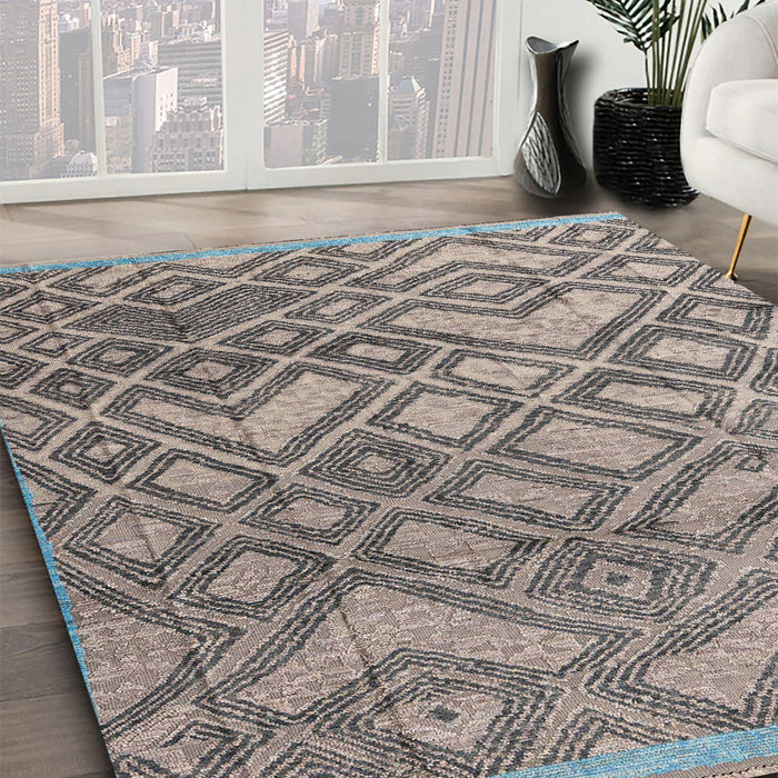 Machine Washable Abstract Carbon Gray Rug in a Family Room, wshabs4309