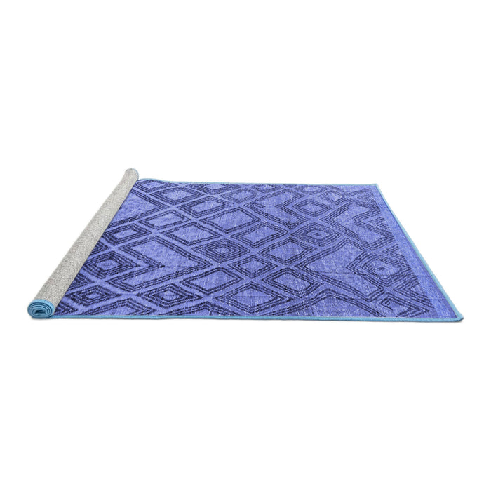 Sideview of Machine Washable Abstract Blue Modern Rug, wshabs4309blu