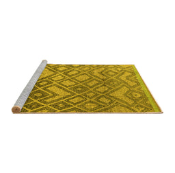 Sideview of Machine Washable Abstract Yellow Modern Rug, wshabs4309yw