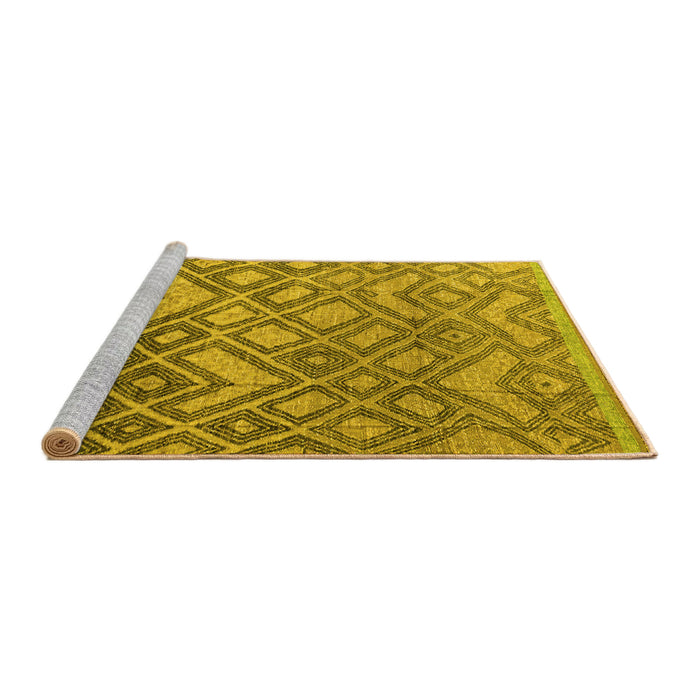 Sideview of Machine Washable Abstract Yellow Modern Rug, wshabs4309yw