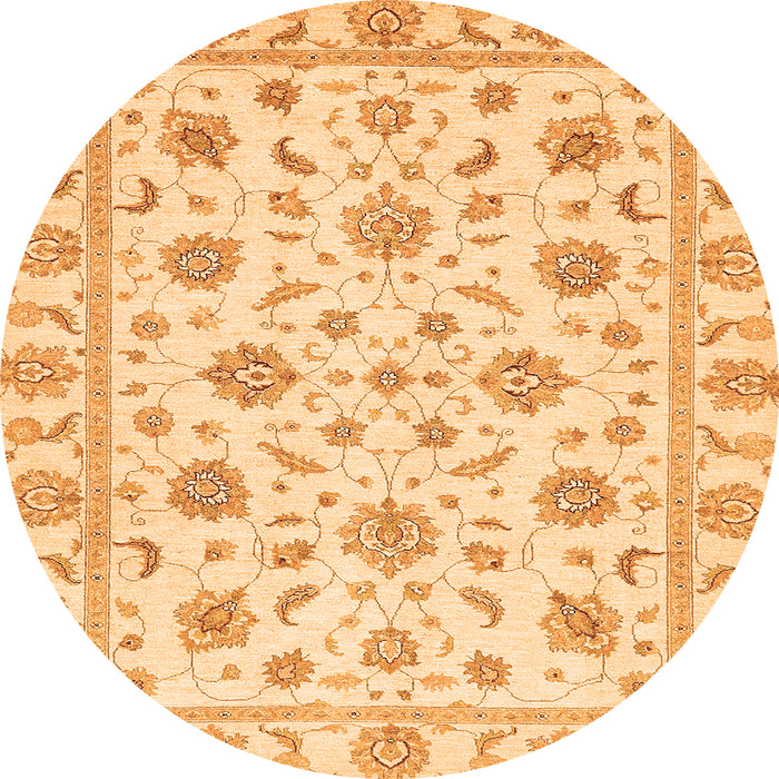 Round Oriental Orange Traditional Rug, abs430org