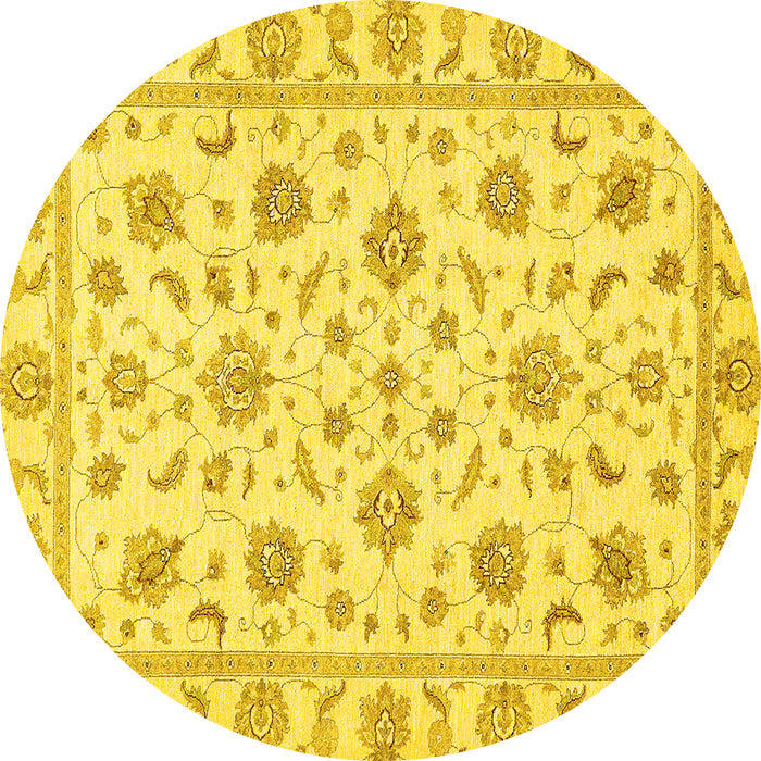 Round Oriental Yellow Traditional Rug, abs430yw