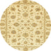 Round Abstract Yellow Oriental Rug, abs430