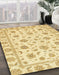 Abstract Yellow Oriental Rug in Family Room, abs430