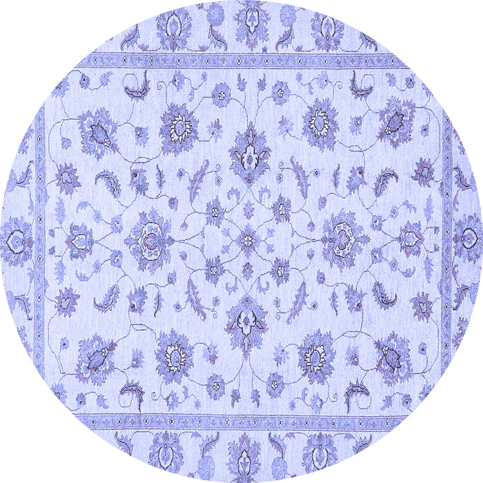 Round Machine Washable Oriental Blue Traditional Rug, wshabs430blu