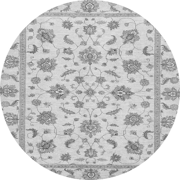 Round Machine Washable Oriental Gray Traditional Rug, wshabs430gry