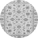 Round Machine Washable Oriental Gray Traditional Rug, wshabs430gry