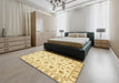 Machine Washable Abstract Yellow Rug in a Bedroom, wshabs430