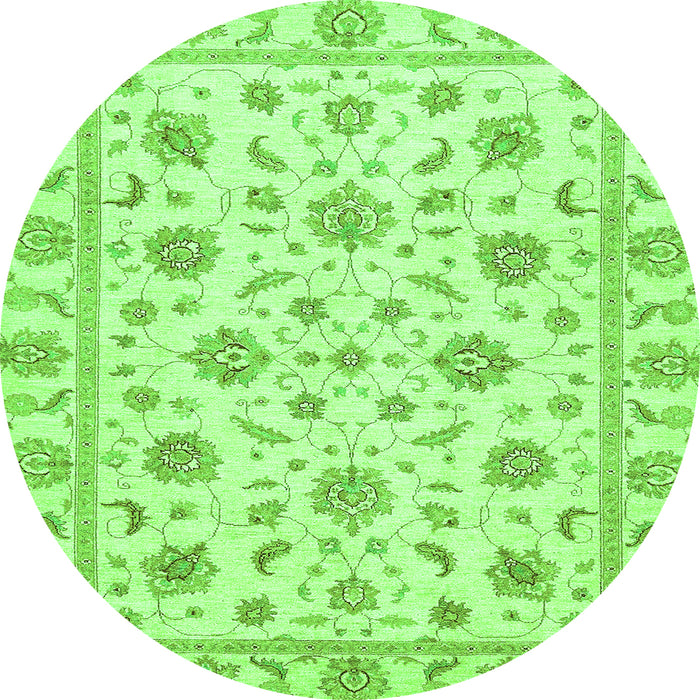 Round Machine Washable Oriental Green Traditional Area Rugs, wshabs430grn
