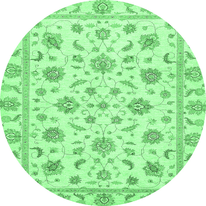 Round Oriental Emerald Green Traditional Rug, abs430emgrn
