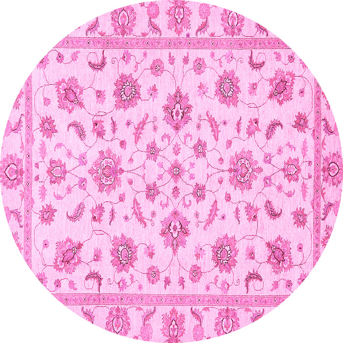 Round Oriental Pink Traditional Rug, abs430pnk