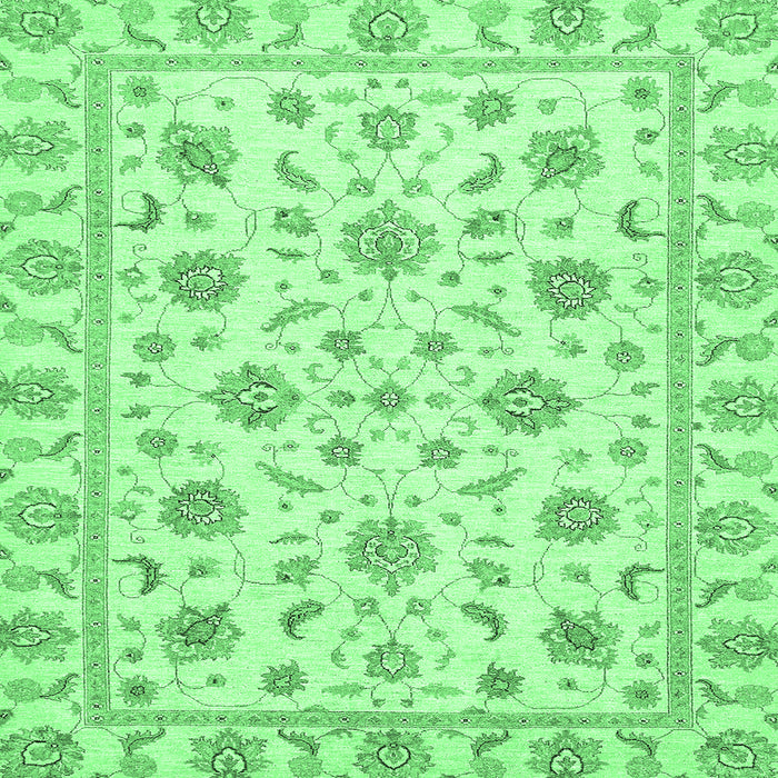 Square Machine Washable Oriental Emerald Green Traditional Area Rugs, wshabs430emgrn