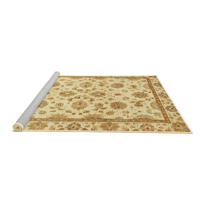 Sideview of Machine Washable Abstract Yellow Rug, wshabs431