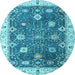 Round Oriental Light Blue Traditional Rug, abs4310lblu