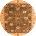 Round Machine Washable Oriental Orange Traditional Area Rugs, wshabs4310org