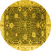 Round Oriental Yellow Traditional Rug, abs4310yw