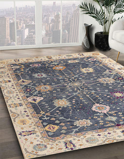 Abstract Carbon Gray Oriental Rug in Family Room, abs4310