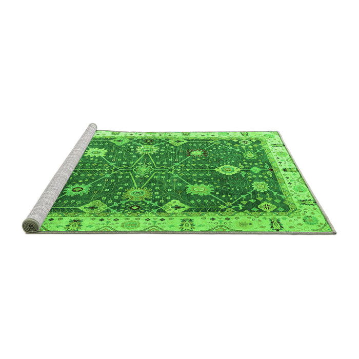Sideview of Machine Washable Oriental Green Traditional Area Rugs, wshabs4310grn