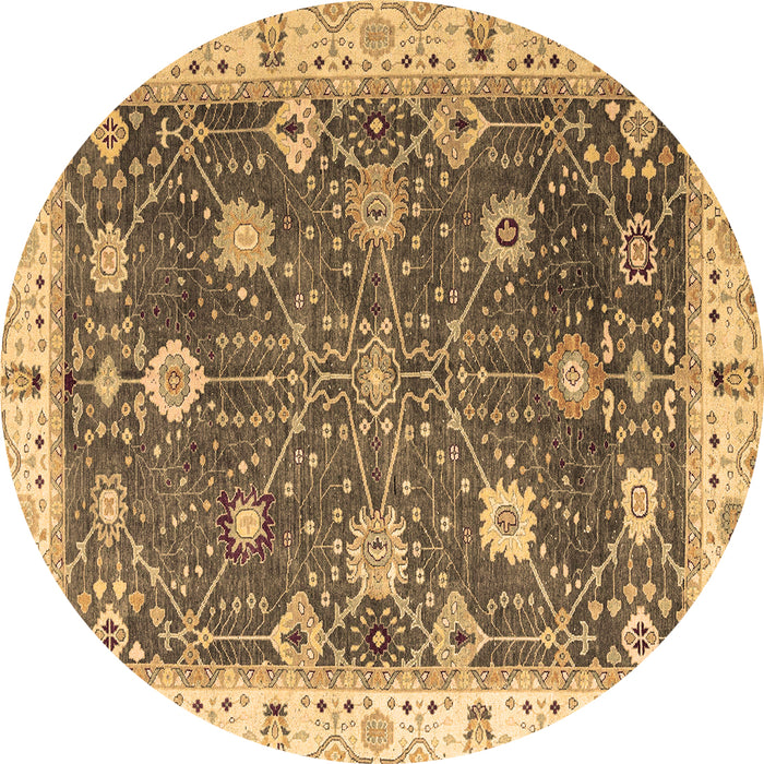 Round Machine Washable Oriental Brown Traditional Rug, wshabs4310brn