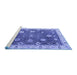 Sideview of Machine Washable Oriental Blue Traditional Rug, wshabs4310blu