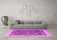 Machine Washable Oriental Pink Traditional Rug, wshabs4310pnk