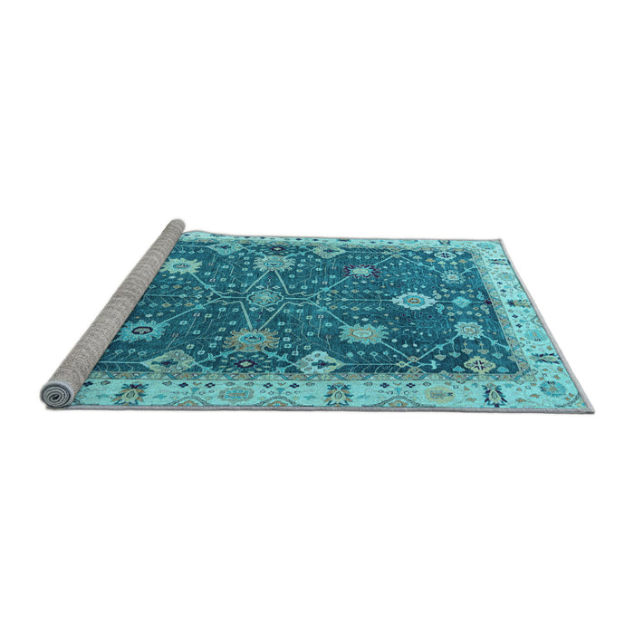 Sideview of Machine Washable Oriental Light Blue Traditional Rug, wshabs4310lblu