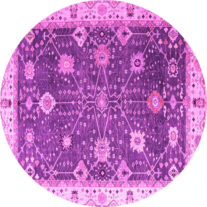 Round Machine Washable Oriental Pink Traditional Rug, wshabs4310pnk